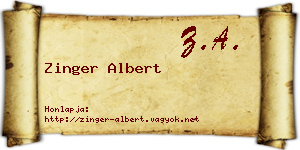 Zinger Albert névjegykártya